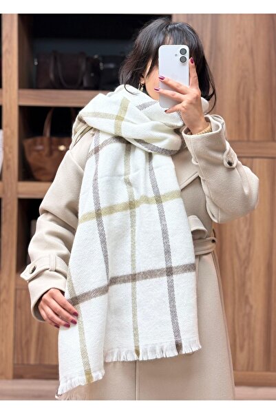 VAZIRADK وشاح منقوش باللون البيج والكاكي من إكرو داير