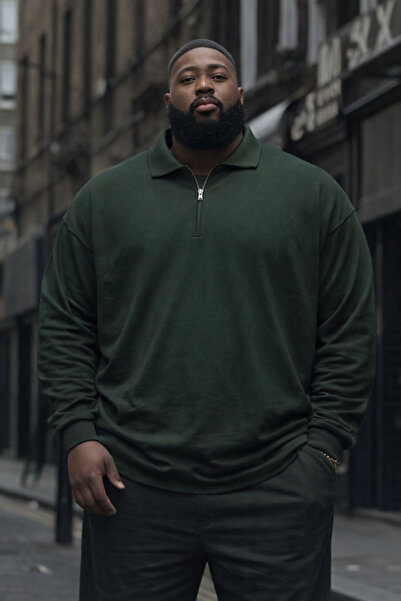 Maccali Чоловічий трендовий светр великого розміру з трикотажу хакі