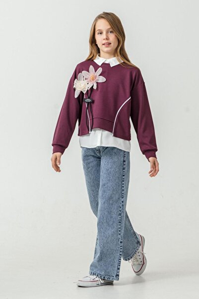 Minigimin Cicileri 3D Flower Detailed 3-Piece Girls' Set - Purple