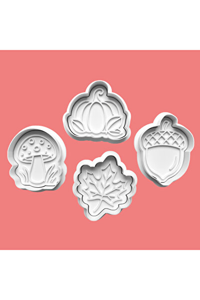 Sekovlog59 Autumn Themed 4-Piece Cookie Mold Set and Sugar Dough Mold