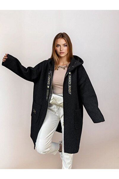 mysimy Hooded Zippered Booklet Cardigan