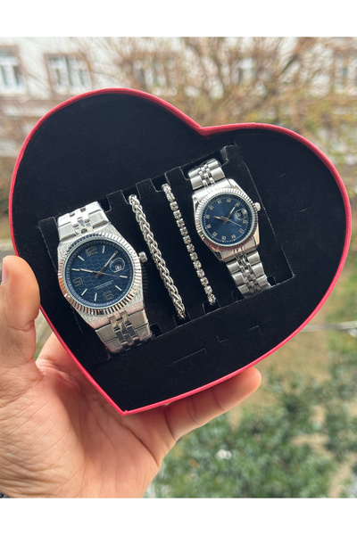 Tulpar Trendy Lover Couple Wristwatch Set with Calendar Function in Special D...