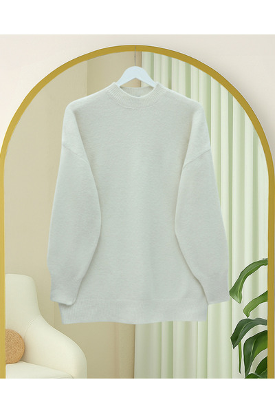 Modamorfo Half-Throat Soft Casual Knit Sweater - Cream