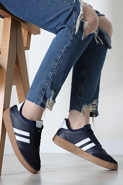 archiepet Pantofi sport unisex, negri, cu 2 dungi, cu talpă din cauciuc, pent...