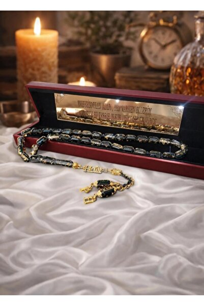 kral hediyelik Altın tozundan yapılma kehribar tesbih gümüş püskül ve isimli ...