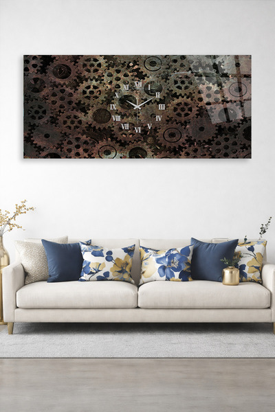 Olinpa KIRILMAZ CAM DUVAR SAATİ , HEM TABLO HEM SAAT VİNTAGE MEKANİK ÇARK TAS...