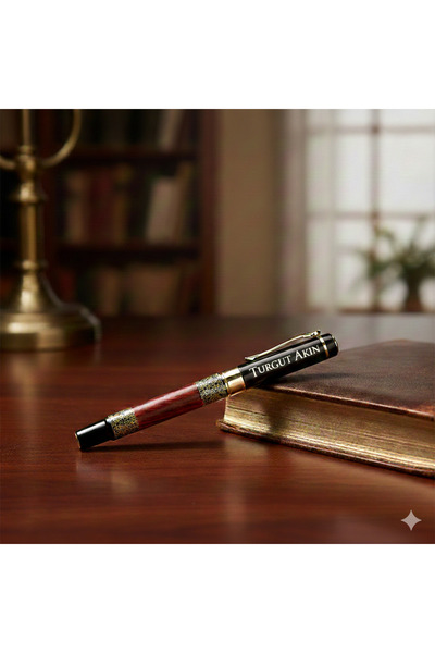 C&On Design Kişiye Özel İsim Yazılı Lüks Roller Kalem - Altın Detaylı Bordo G...