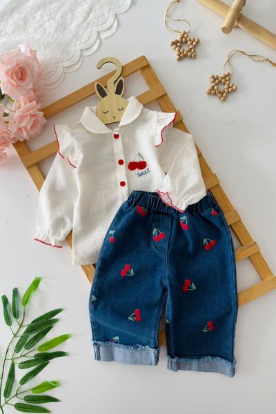 Minigimin Cicileri My Little One's Cherry Patterned Flounce Baby Girl Set of ...