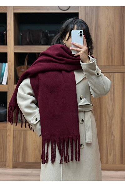 VAZIRADK وشاح ناعم ذو شراشيب بلون واحد