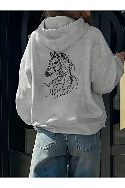 DİVİN Unisix Hoodie Printed Sweat Quality 3 Yarn Fabric Modern Oversized Cut