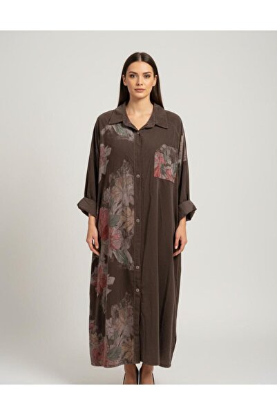 Rabiossa Women's Linen Long Shirt Dress