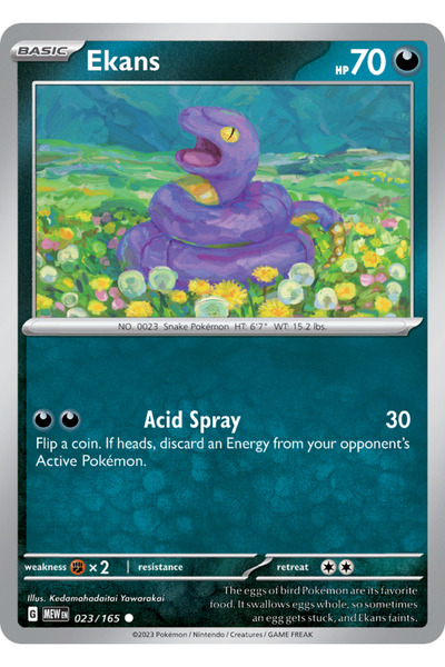 Pokemon TCG Ekans 23/165 Common Lisanslı Oyun Kartı (SV151)