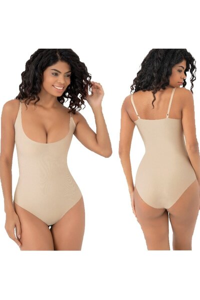 bipamuk مشد الجسم النسائي ذو الأزرار الضاغطة مع دعم للصدر، قطع بالليزر خياطة ...