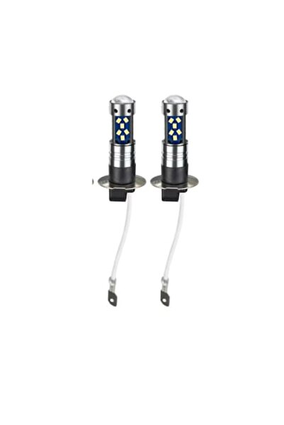 INELAG Set de 2 becuri auto LED H3 cu lentilă, 60W, 27 SMD, 12V, 6000K