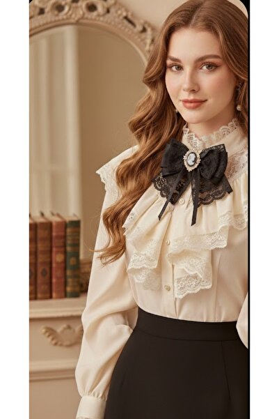 LO ADORO Kadife Yaka Broş Kadın Kravat Papyon Hediyelik Elbise Ceket Yaka iğn...