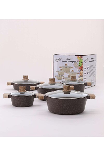 aljahwari 10-piece granite cookware set with glass lid