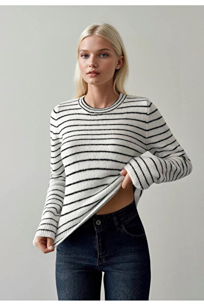 jöns since 1997 Women's Crew Neck Striped Soft Sweater