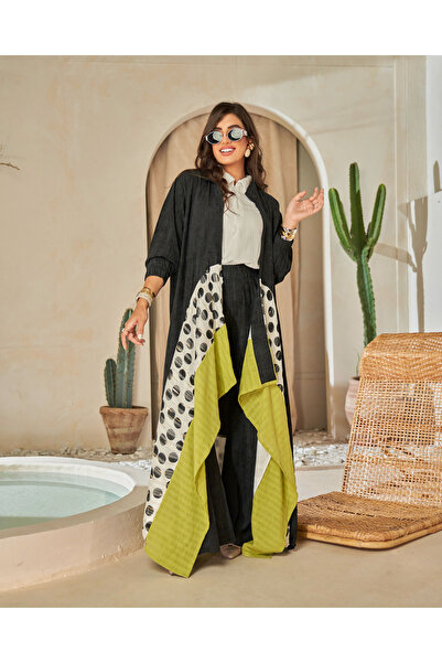 Nodika Black & Olive Layered Abaya