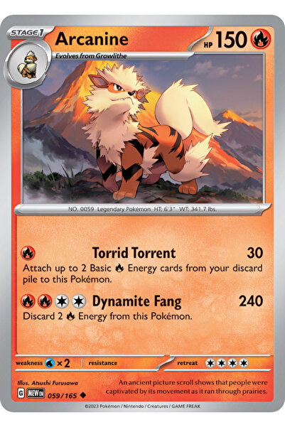 Pokemon TCG Arcanine 59/165 Uncommon Lisanslı Oyun Kartı (SV151)
