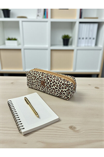Nöşre Design Leopar Desen Kalemlik Çok Amaçlı Organizer Makyaj Çantası Kalem ...