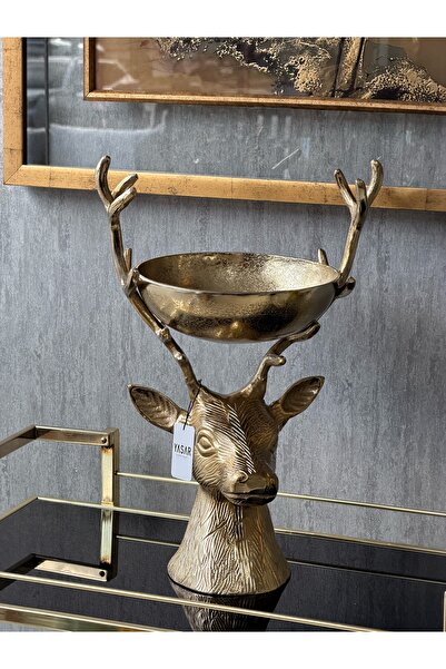 YASAR CONCEPT Deerlight Geyik Detailed Bowl Gold 35X46 cm