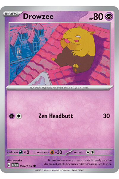 Pokemon TCG Drowzee 96/165 Common Licensed Game Card (Sv151)