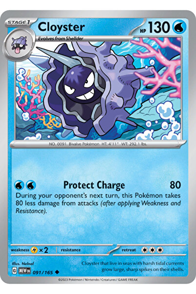 Pokemon TCG Cloyster 91/165 Uncommon Licensed Game Card (Sv151)