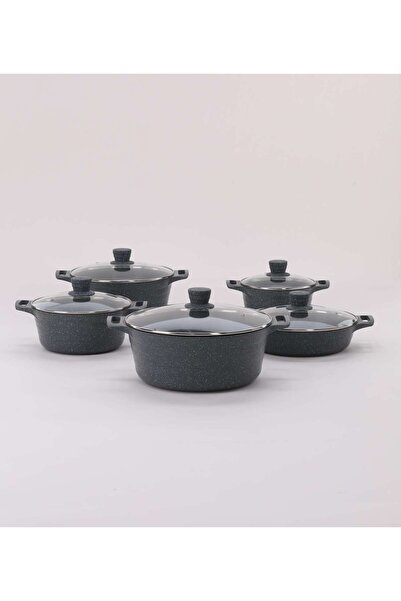 aljahwari 10-piece granite cookware set with glass lid