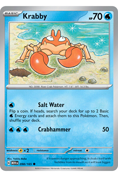Pokemon TCG Krabby 98/165 Common Lisanslı Oyun Kartı (SV151)
