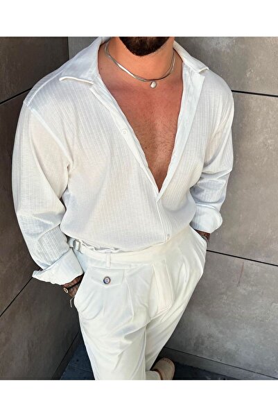 elkumoda Men's Oversized Italian Collar Cotton L Stretch Fabric Blended Shirt...