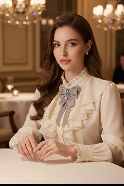 LO ADORO Kadife Yaka Broş Kadın Kravat Papyon Hediyelik Elbise Ceket Yaka iğn...