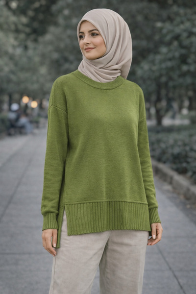 Vaniza Standard Size Slit Detailed Knitwear Sweater