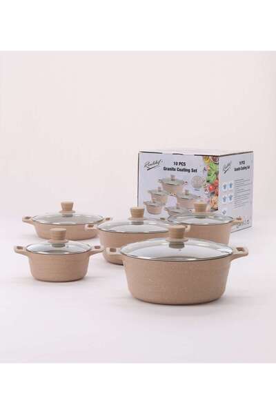 aljahwari 10-piece granite cookware set with glass lid