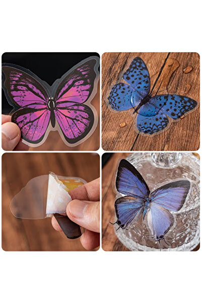 Mona Craftist 40 قطعة من ملصقات الفراشة الأرجوانية الشفافة لدفتر الملاحظات وا...