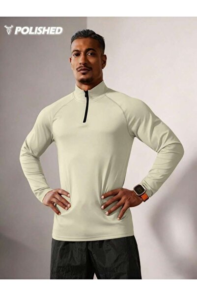 Machetta Men's Half Zipper Long Sleeve Fitness Gym Sportsman Bodysuit