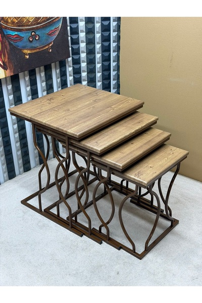 sandıkçı HACI HAFIZ 4'lü hayal ceviz mdf zigon sehpa takımı