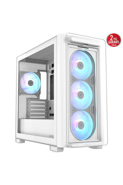 ASUS A23 PLUS TG ARGB Beyaz Tempered Glass USB 3.2 mATX Mid Tower Gaming (Oyu...