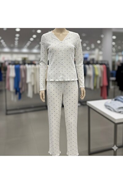 Sude Mavi Kalpli pijama takımı