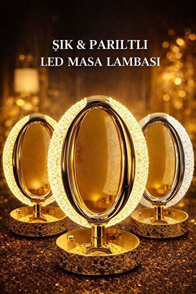 Modernica LED MASA LAMBASI GOLD 3 FARKLI RENK MODU DOKUNMATİK USB ŞARJLI