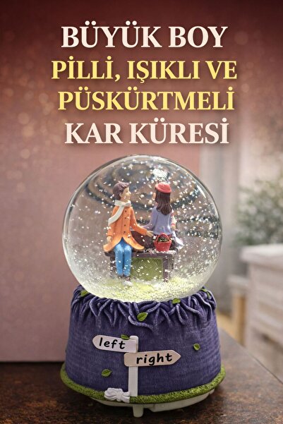 Modernica KAR KÜRESİ PİLLİ,IŞIKLI VE PÜSKÜRTMELİ SEVGİLİ MODEL 14CM