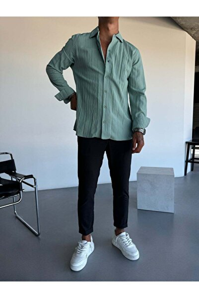 elkumoda Men's Oversized Italian Collar Linen Cotton Blend Shirt Comfortable ...