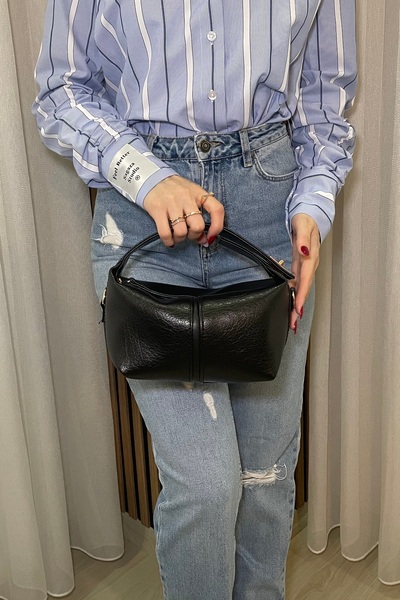 themoiss Women's Black Handbag - Adjustable Long Strap -Fibag