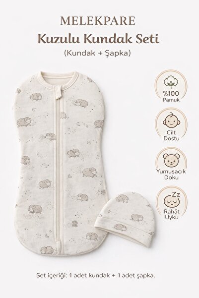 Melekpare %100 Pamuklu Fermuarlı Bebek Kundak Yeni Doğan