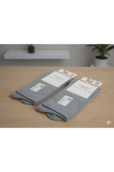 Katia&Bony Women's 2 Pieces Gray Colored Elasticless Modal Fabric Thin Socks