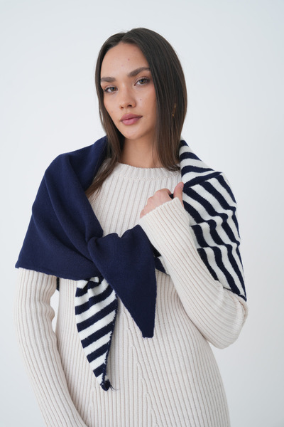 MG OTANTİK Жіночий смугастий трикутний шарф – плечовий шарф з м'якою текстурою