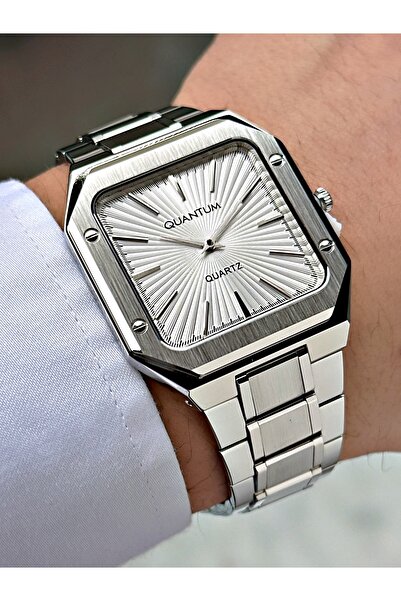 Quantum Special Design Silver Color Steel Band Steel Case Men's Wristwatch 12...