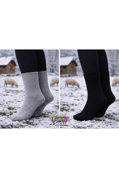 Funnysocksonline 2’li Kuzu Yünü Çorap – Sıcak, Yumuşak ve Şık