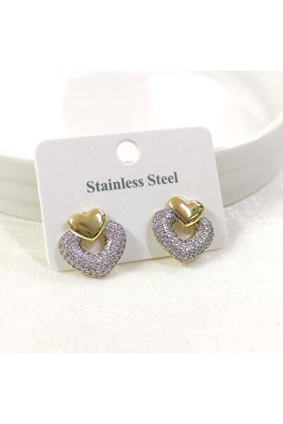 Güler Yüzlü Silver حلق فولاذي على شكل قلب مقاس 18 مم