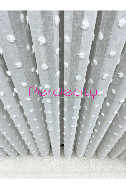 PERDECITY Bohem Tarzı Lüx Puffy Ponpon Tül Perde 1x2.5 Sık Pile Her Odaya Uygun Ütü İstemez. 30x28 ölçü numune kumaştır