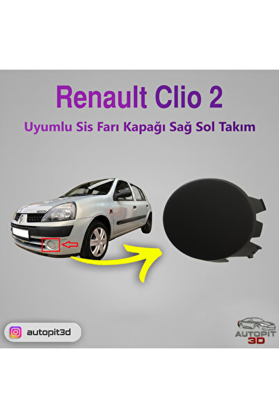 AutoPit 3D Renault Clio 2 (2001-2006) Uyumlu Sis Farı Kapağı Sağ Sol Takım